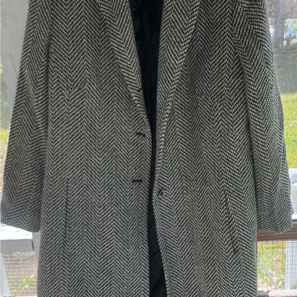 Rena Rowan Black & White Wool  Herringbone Pattern Jacket - Picture 1 of 4